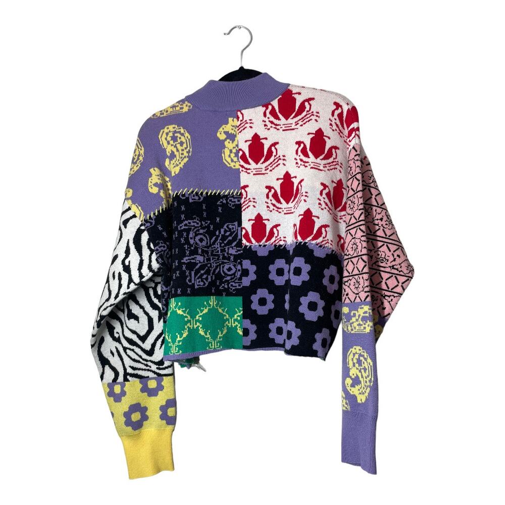 Steve Madden x BB Dakota Mixtape Mock Neck Sweater Colorblock DIY Crop Eclectic - Picture 3 of 6